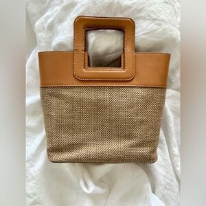 J. McLaughlin Dalton Hemp + Leather Tan and Brown Crossbody Bag